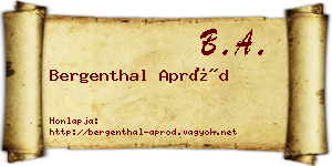 Bergenthal Apród névjegykártya
